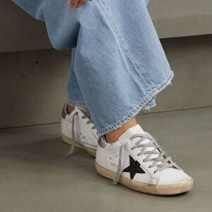 Golden Goose White and Black Star Sneakers